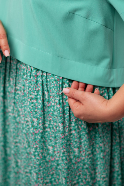 Платье макси из двух видов ткани с карманами AMUARt 1007 мята - фото 9