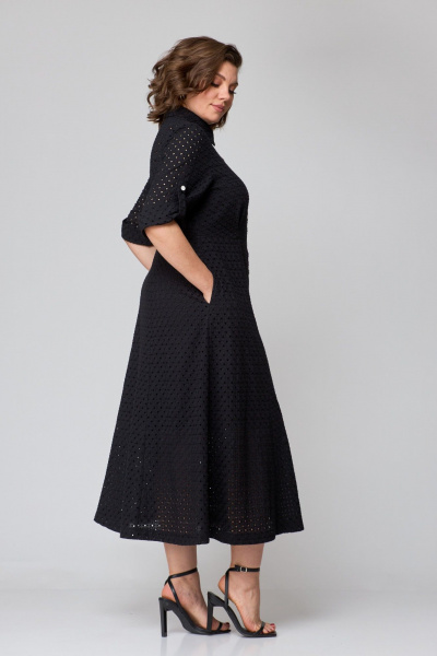 Платье из хлопка с отрезным лифом и карманами AMUARt 1010 черный - фото 16