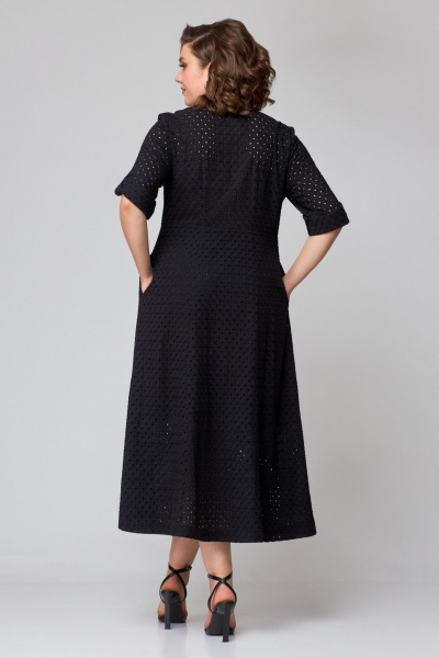 Платье из хлопка с отрезным лифом и карманами AMUARt 1010 черный - фото 15