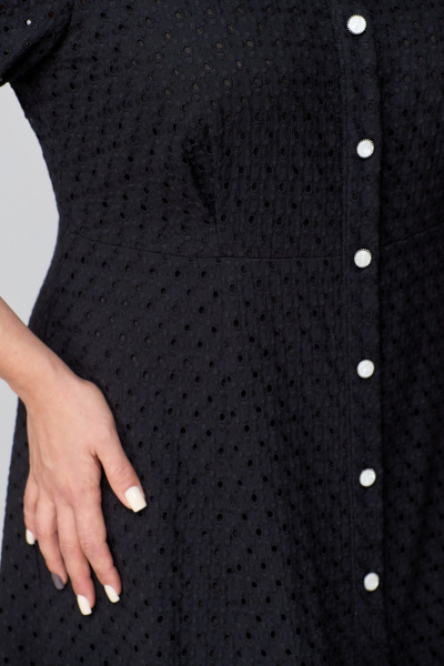 Платье из хлопка с отрезным лифом и карманами AMUARt 1010 черный - фото 11