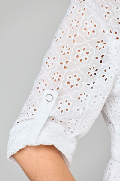 Платье из хлопка с кокетками и карманами AMUARt 1010-1 белый - фото 15