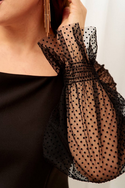 нарядное черное платье демисезон стильный фасон Gold Style 2511 - фото 6