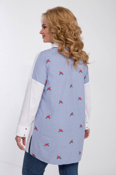 Белая блузка из ткани решелье с нагрудным карманом и застежкой Matini 4.1530/1 - фото 8