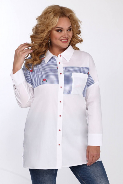 Белая блузка из ткани решелье с нагрудным карманом и застежкой Matini 4.1530/1 - фото 6