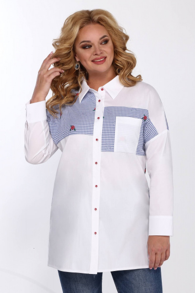 Белая блузка из ткани решелье с нагрудным карманом и застежкой Matini 4.1530/1 - фото 3
