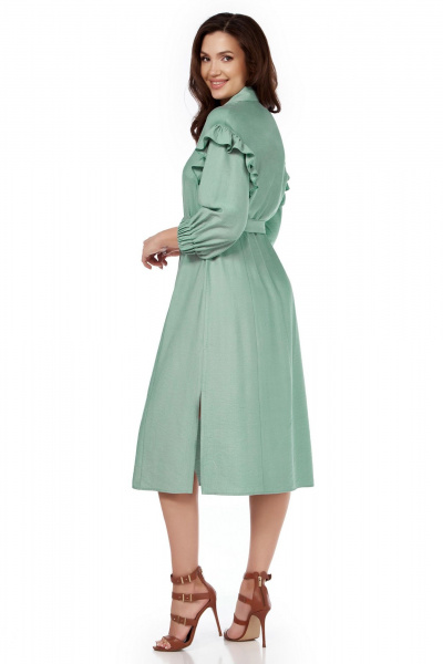 Платье-халат из вискозы с рельефами и широким рукавом ¾ LaKona 11594 ментол - фото 3