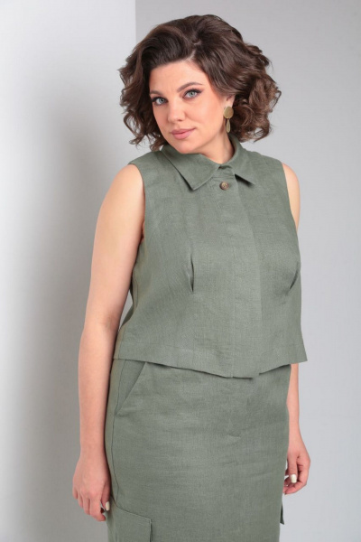 Жилет, юбка Rishelie 961 зеленый_мох - фото 6