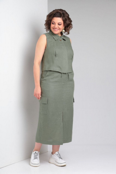 Жилет, юбка Rishelie 961 зеленый_мох - фото 5