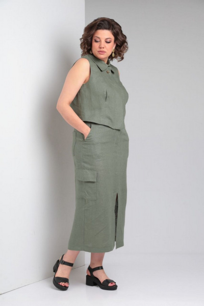 Жилет, юбка Rishelie 961 зеленый_мох - фото 4