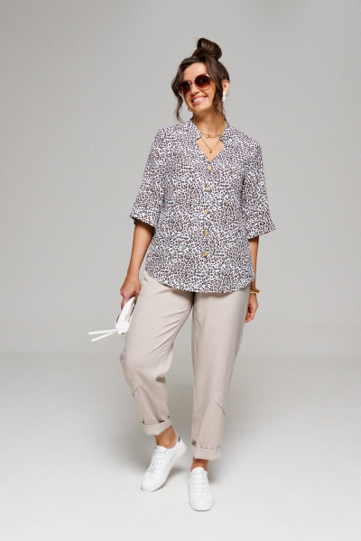 Блуза, брюки Beautiful&Free 6079 леопард+серый - фото 4
