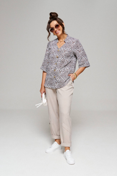 Блуза, брюки Beautiful&Free 6079 леопард+серый - фото 2