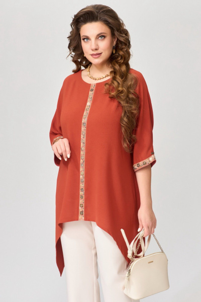 Брюки, туника Fita 1601 бежевый+терракот - фото 7