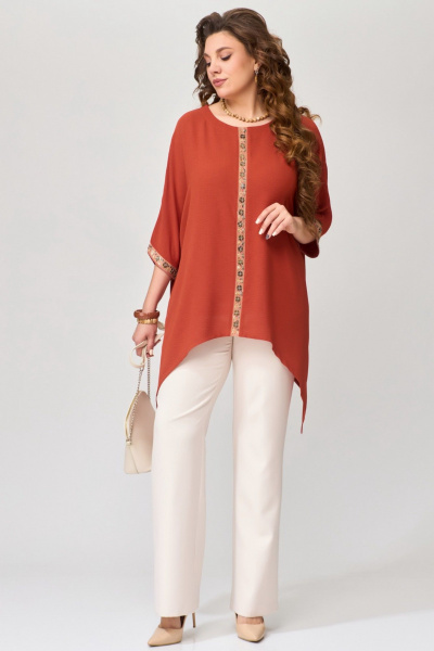 Брюки, туника Fita 1601 бежевый+терракот - фото 6