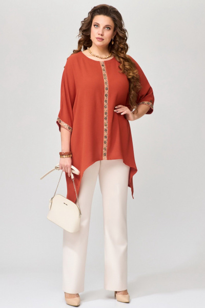 Брюки, туника Fita 1601 бежевый+терракот - фото 1