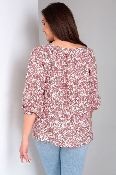 Блуза свободного силуэта из вискозы с цветочным узором Таир-Гранд 62435 бежевый - фото 2