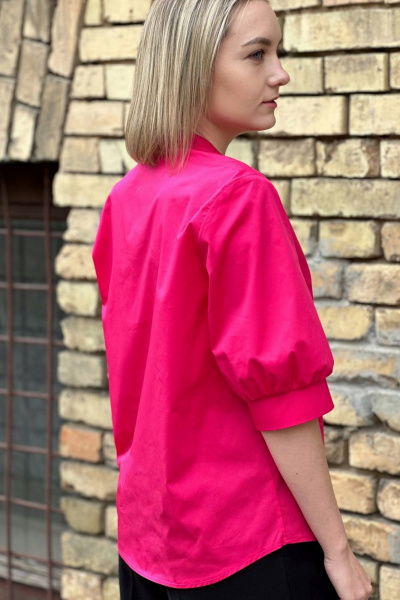 Блуза и юбка миди из хлопка для повседневных стилей S.O.L O Me М-1552 фуксия - фото 3