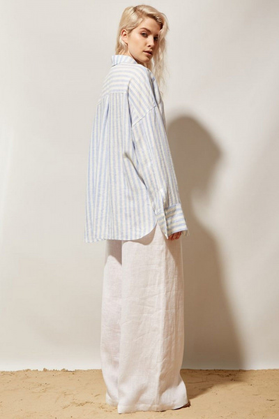 Палаццо из льна с высокой посадкой и карманами PINA 40159 белый - фото 3