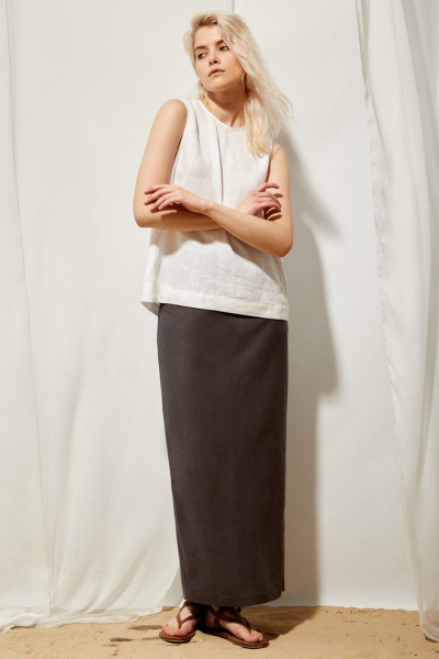 Юбка летняя из льна в стиле casual PINA 3828 тёмно-серый - фото 2