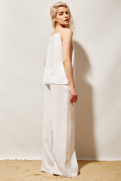 Летний топ из льняной ткани на тонких бретелях PINA 20842 белый - фото 4