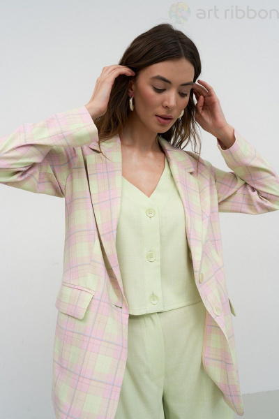 Летний жилет из хлопка с вышивкой и V-образным вырезом Art Ribbon M1019J_1 - фото 7