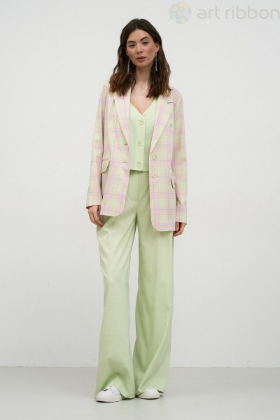 Летний жилет из хлопка с вышивкой и V-образным вырезом Art Ribbon M1019J_1 - фото 6