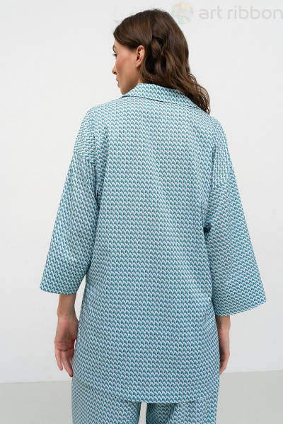 Летний костюм из свободных брюк и рубашки из вискозы Art Ribbon M1034 - фото 8