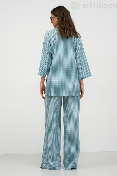 Летний костюм из свободных брюк и рубашки из вискозы Art Ribbon M1034 - фото 4