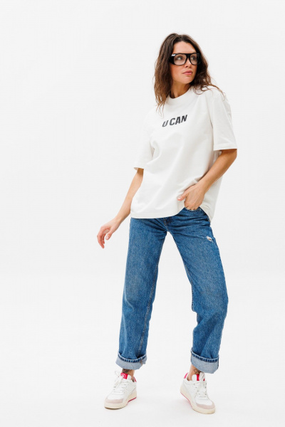 Футболка unisex из хлопкового трикотажа свободного кроя HIT 0222 белый - фото 2