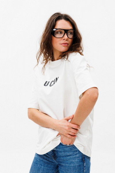 Футболка unisex из хлопкового трикотажа свободного кроя HIT 0222 белый - фото 1