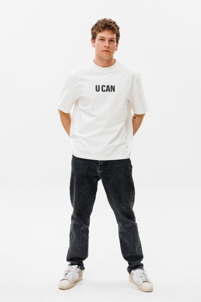 Футболка unisex из хлопкового трикотажа с принтом «U CAN» HIT 0222м белый - фото 2