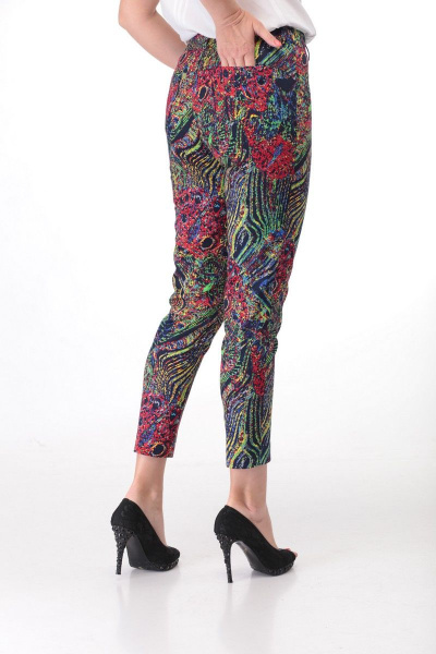 Демисезонные брюки прилегающего силуэта из хлопка LadyThreeStars 1702 фейерверки - фото 2