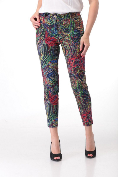 Демисезонные брюки прилегающего силуэта из хлопка LadyThreeStars 1702 фейерверки - фото 1