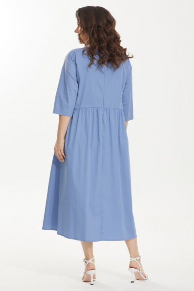 Голубое платье свободного кроя с карманами и рукавами по длине Магия моды 2440 голубой - фото 2