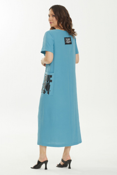 Платье свободного кроя А-образное из поливискозы Магия моды 2437 бирюза - фото 2