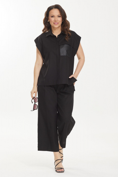 Брюки и жилет из льна и текстиля для летних повседневных образов Магия моды 2439 темно-синий - фото 4