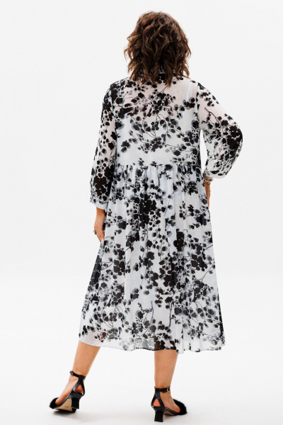 Шифоновое платье оверсайз с воланами и подкладкой Anelli 1362 белый_шепот - фото 4