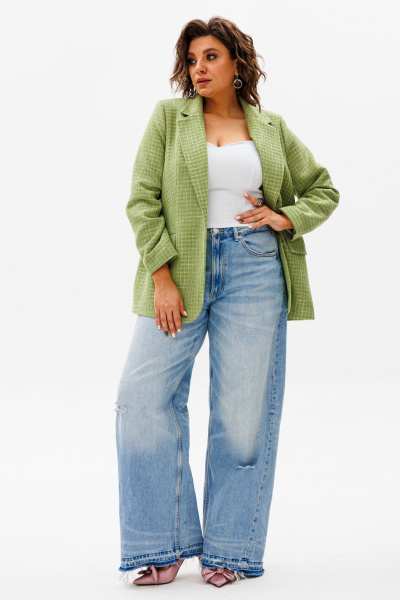 Жакет из текстиля деловой и классический стиль Anelli 1471.1 жасминовый - фото 4