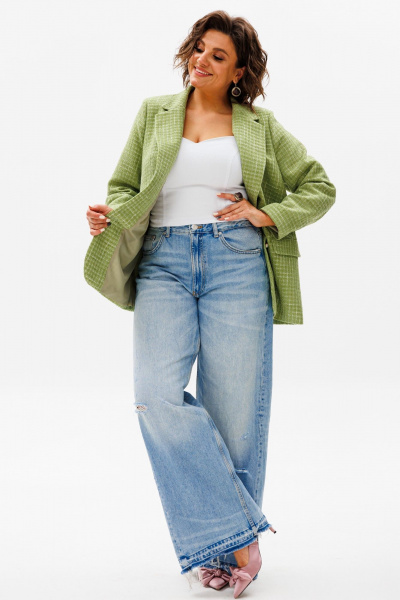 Жакет из текстиля деловой и классический стиль Anelli 1471.1 жасминовый - фото 2