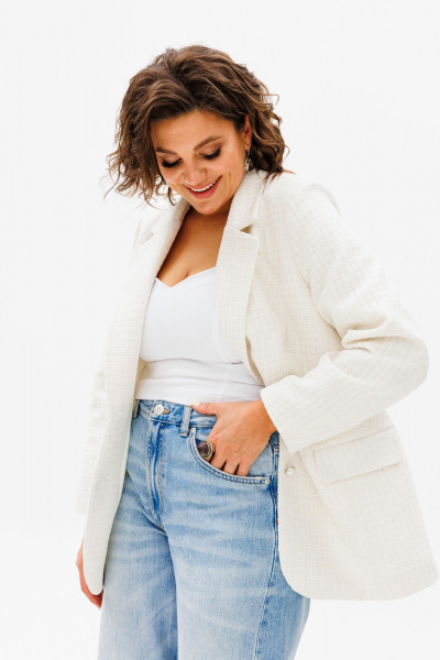 Жакет из текстиля в цвете бежевый и белый Anelli 1471.1 зефирный - фото 5