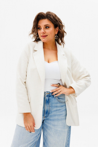 Жакет из текстиля в цвете бежевый и белый Anelli 1471.1 зефирный - фото 3