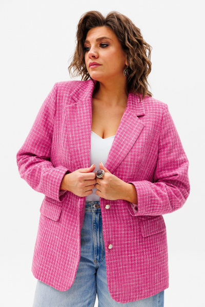 Жакет из текстиля с различными цветами деловой стиль Anelli 1471.1 персидская_роза - фото 5