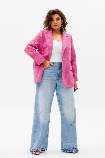 Жакет из текстиля с различными цветами деловой стиль Anelli 1471.1 персидская_роза - фото 2