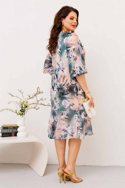 Свободное платье с кокеткой и клёшевым воланом Асолия 2672 - фото 7