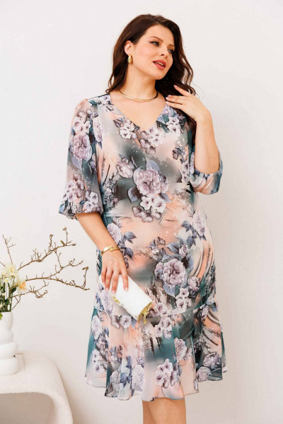 Свободное платье с кокеткой и клёшевым воланом Асолия 2672 - фото 5