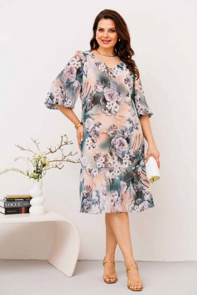 Свободное платье с кокеткой и клёшевым воланом Асолия 2672 - фото 2