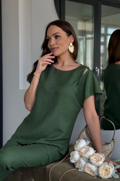 Блуза, брюки Dilana VIP 2048 хвоя - фото 2