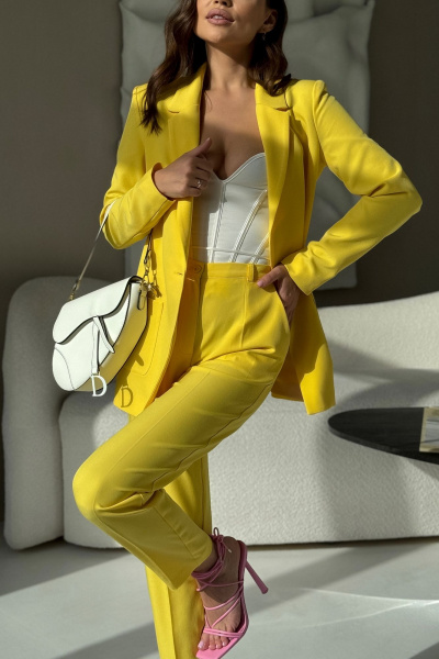 Брюки, жакет Dilana VIP 2056 желтый - фото 12