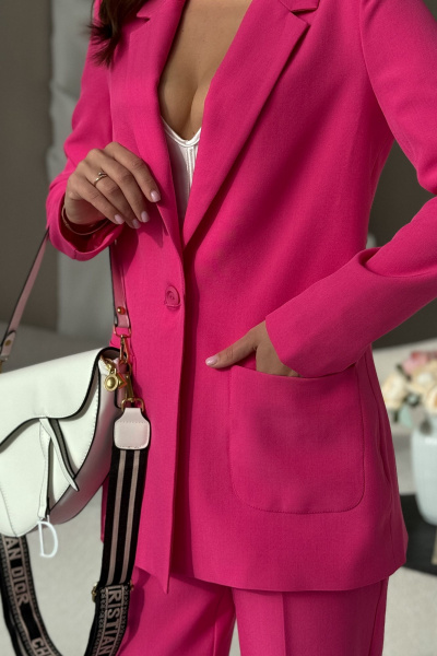 Костюм 2-ка розовый жакет и зауженные брюки Dilana VIP 2056 малина - фото 13