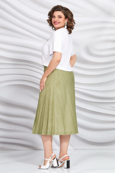 Майка и юбка с принтом тай-дай и поясом Mira Fashion 5423-4 хаки - фото 2