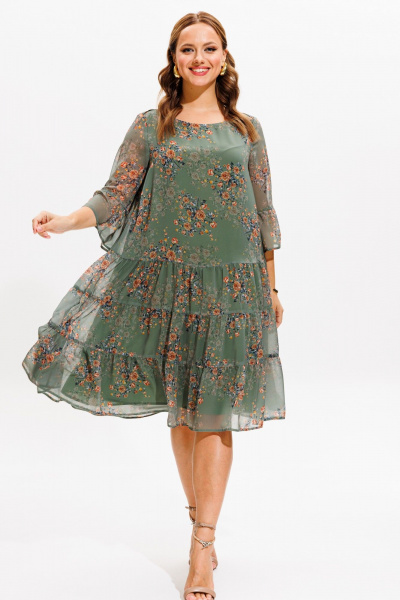 Платье Anastasia 1110 зеленый(принт_цветы) - фото 13
